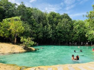 Ao Nang: Hot Spring, Emerald Pool & Tiger Cave Temple Tour - Hot Spring Waterfall: the best kind of warm-up