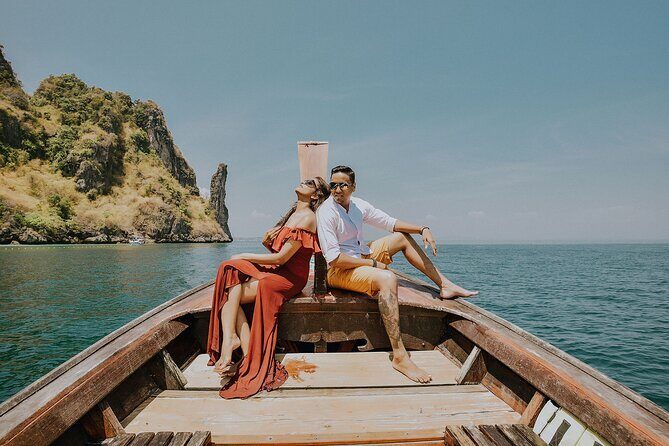 Holiday Travel Photoshoot with Long-tail boat Phi Phi Islands - Pileh Lagoon: where “romantic sunset vibe” comes in