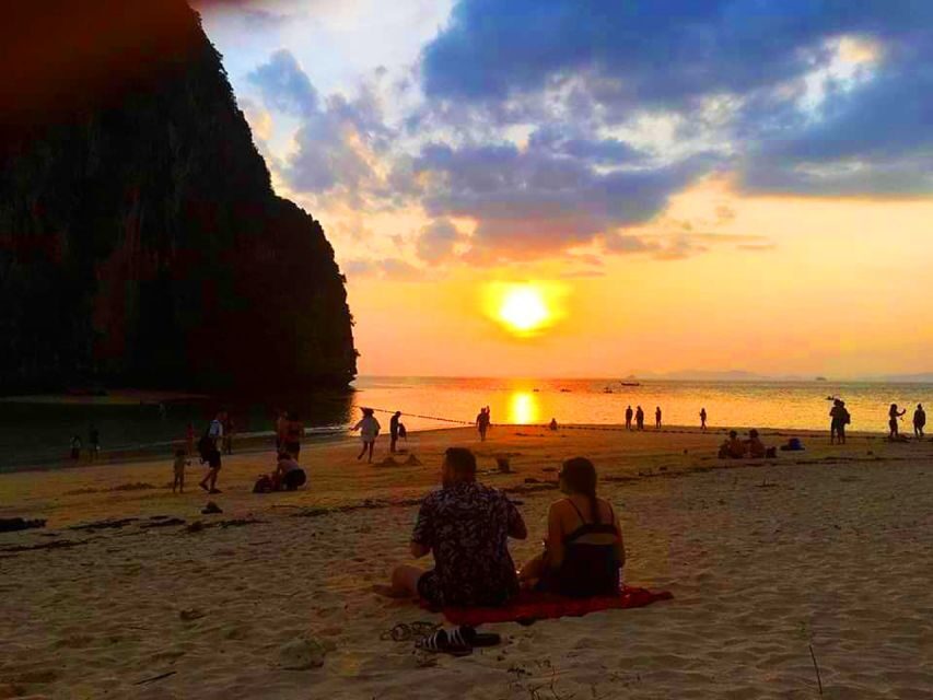 Krabi: 4 Islands Sunset Longtail Boat Tour with BBQ Dinner - Phra Nang Beach and cave time on the Railay peninsula
