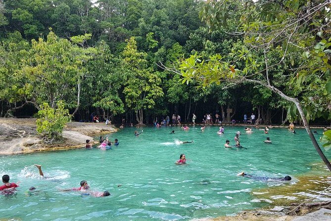 Krabi Emerald Pool, Hot Spring and Tiger Temple - Tiger Temple: cave tiger paw prints, high Buddha statues, and a big stone stair