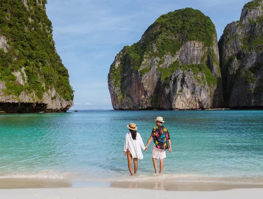 Krabi: Premium Phi Phi Islands Day Trip with Lunch & Snorkel - Bamboo Island: soft white sand, turquoise water, and a required life jacket moment