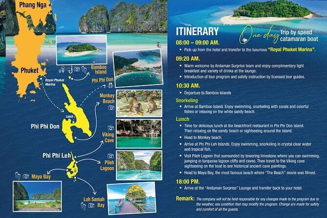 Phi Phi & Bamboo Islands Escape by Luxury Catamaran - Key points at a glance